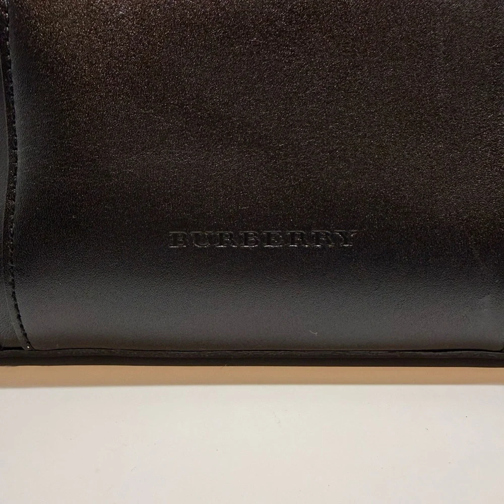 Burberry Black Leather with House Check Interior Handbag - Picture 2 of 11